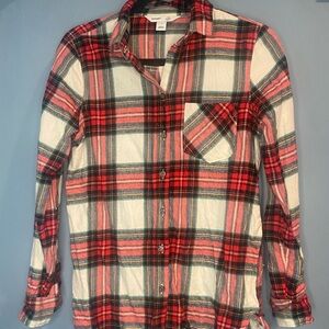 Old Navy Red Plaid Flannel Shirt size small